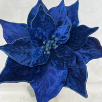 20" VELVET POINSETTIA PICK 10" diameter DARK BLUE - XA2143-DKB