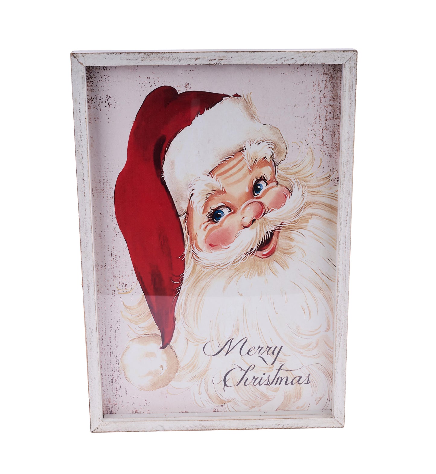 18.5"H X 12.75"L SANTA IN FRAME - ANTIQUE WHITE - XC6335