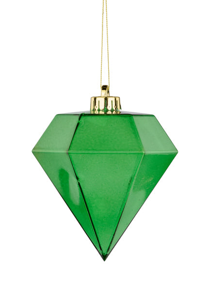 120MM CLEAR DIAMOND BALL ORNAMENT - EMERALD GREEN - XH114706