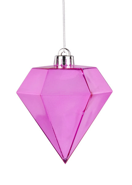 120MM CLEAR DIAMOND BALL ORNAMENT - FUCHSIA - XH114707