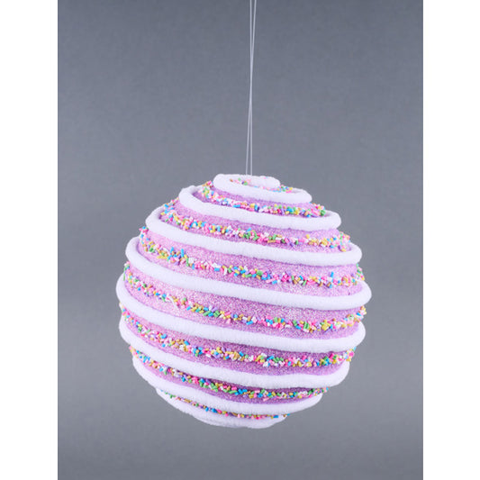 6"DIA CANDY SPRINKLE SWIRL BALL ORN - LAVENDER - XJ539313