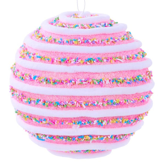 6"DIA CANDY SPRINKLE SWIRL BALL ORNAMENT - LIGHT PINK - XJ539315