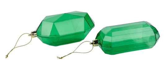 5"L RECTANGLE GEM ORNAMENT - EMERALD GREEN - XJ544406