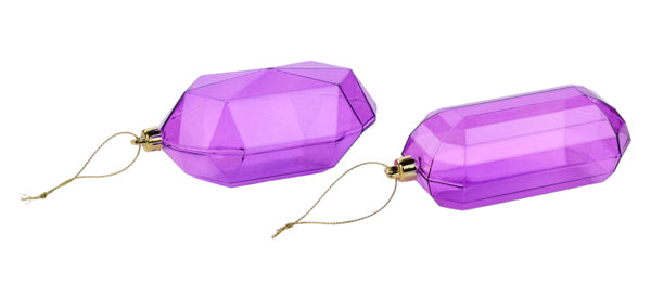 5"L RECTANGLE GEM ORNAMENT - PURPLE - XJ544484