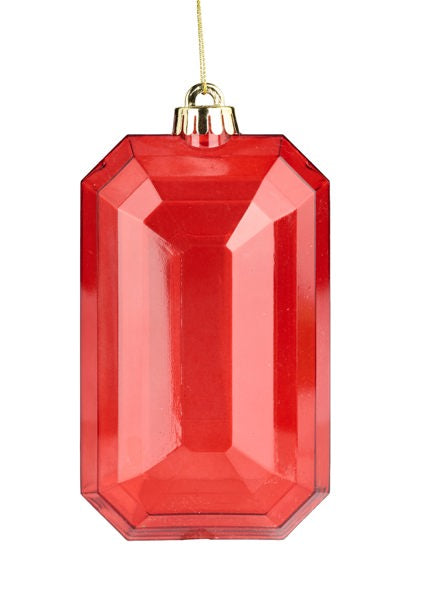 7"L X 4"W RECTANGLE GEM ORNAMENT - RED - XJ544524