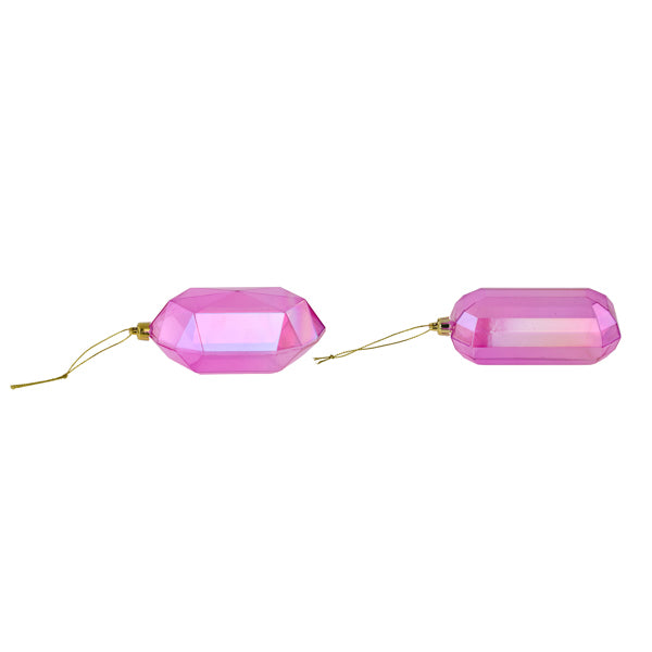 5.25"L IRIDESCENT GEM ORNAMENT - V.P. IRIDESCENT FUCHSIA - XJ5521HF