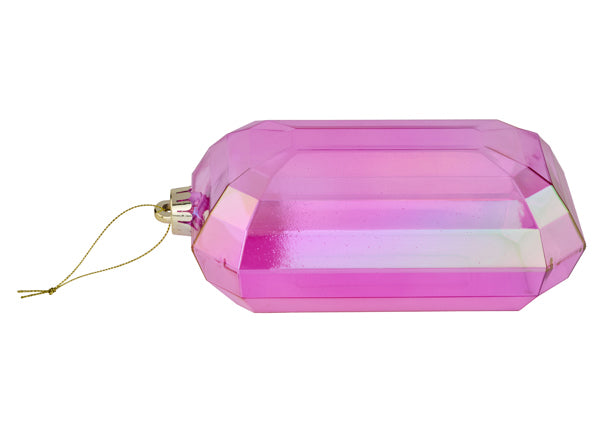 8"L X 5"W IRIDESCENT RECTANGLE GEM ORN - V.P. IRIDESCENT FUCHSIA - XJ5529HF