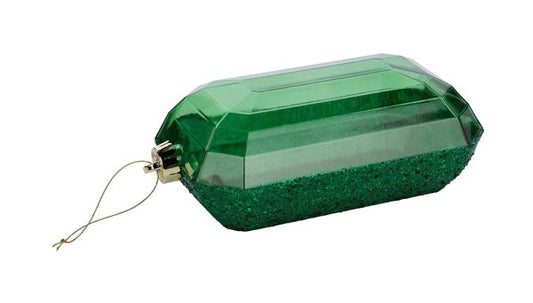 8"LX5"W LASER GLITTER RECTANGLE GEM ORN - EMERALD GREEN - XJ553106