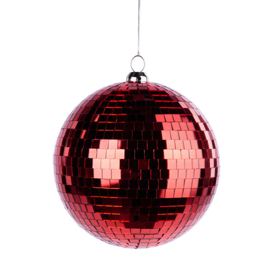 150MM MIRROR BALL ORNAMENT - RED - XJ703624