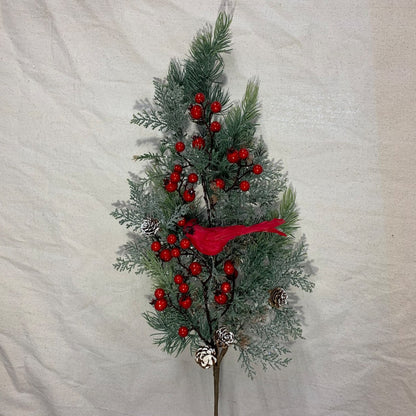 30" PINE AND CEDAR SPRAY WITH CARDINAL, BERRIES AND CONES - XL1005