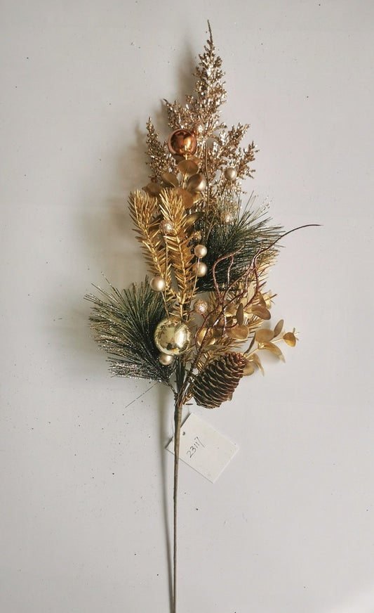 24" PINE SPRAY W/ METALLIC GOLD FOLIAGE - XL4623