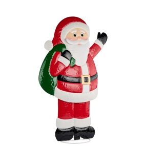 48"H X 27"L KD TIN SANTA FIGURE - RED/EMERALD/WHITE/BLACK - XN3664