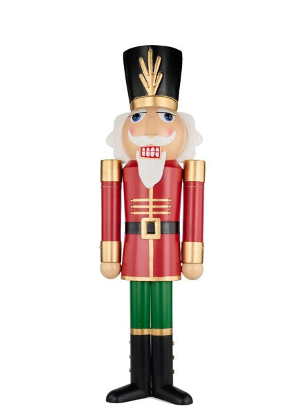 46"H X 15"L TIN NUTCRACKER - BLK/WHT/EMRLD/RED/GLD - XN4356