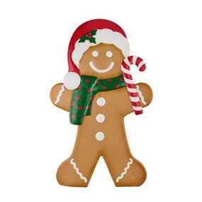 47"H X 29"L TIN GINGERBREAD FIGURE - BROWN/RED/EMERALD/WHITE - XN4358