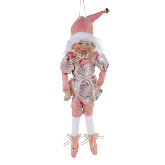 18"H IRIDESCENT BROCADE ELF W/HANGER - MULTI PINK - XN4381