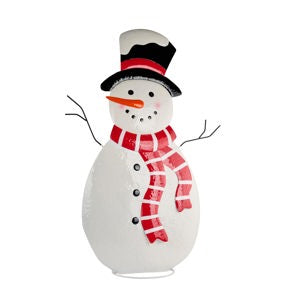 48"H X 27"L TIN SNOWMAN - WHITE/BLACK/RED/ORANGE - XN6040