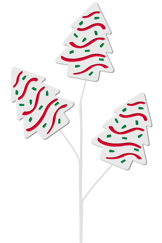 30"H FELT CHRISTMAS TREE CAKE SPRAY - WHITE/RED/EMERALD GREEN - XP018927