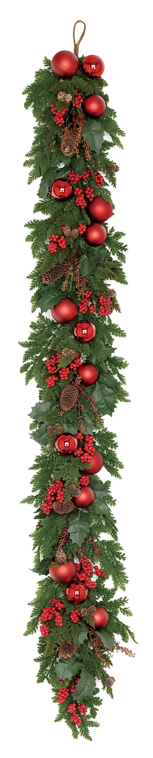 72" Pinecone, Red Ornament and Berry Garland- XP2445