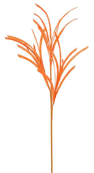 31"L GLITTERED/PAPER GRASS SPRAY - BRIGHT ORANGE - XS110020