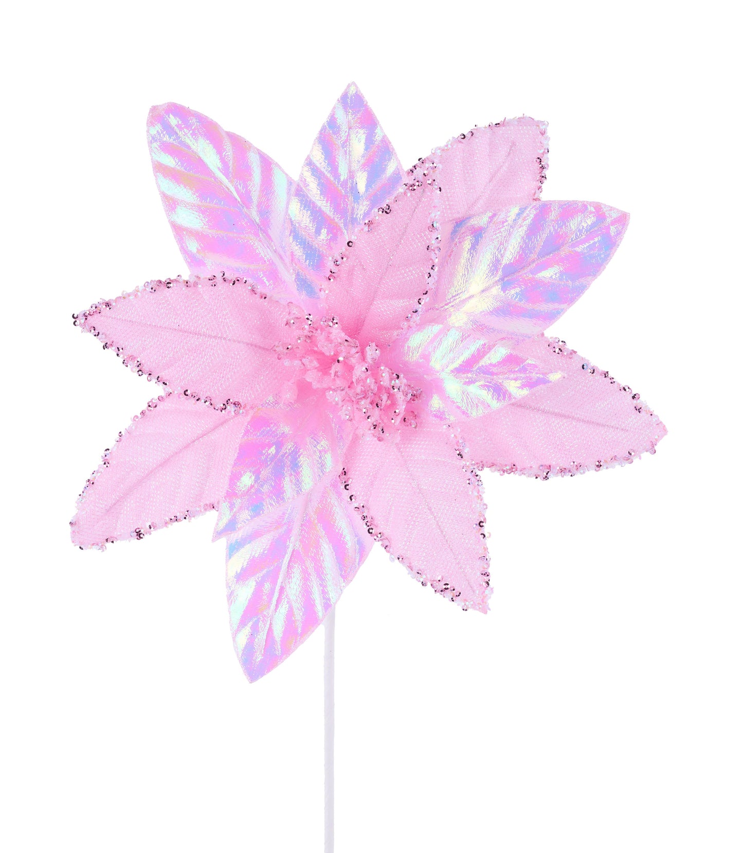 12"DIA X 22"L METALLIC POINSETTIA STEM - PINK - XS410422