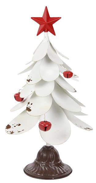 23"HX11.25"DIA METAL CHRISTMAS TREE - WHITE/BROWN - XT329327