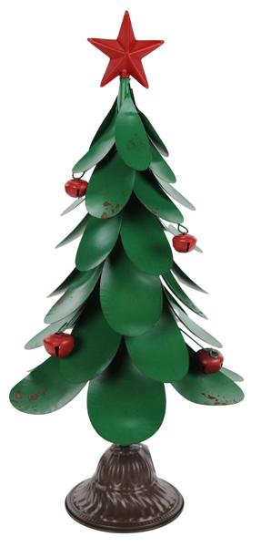 26.5"HX12"DIA METAL CHRISTMAS TREE - GREEN/RED/BROWN - XT329409