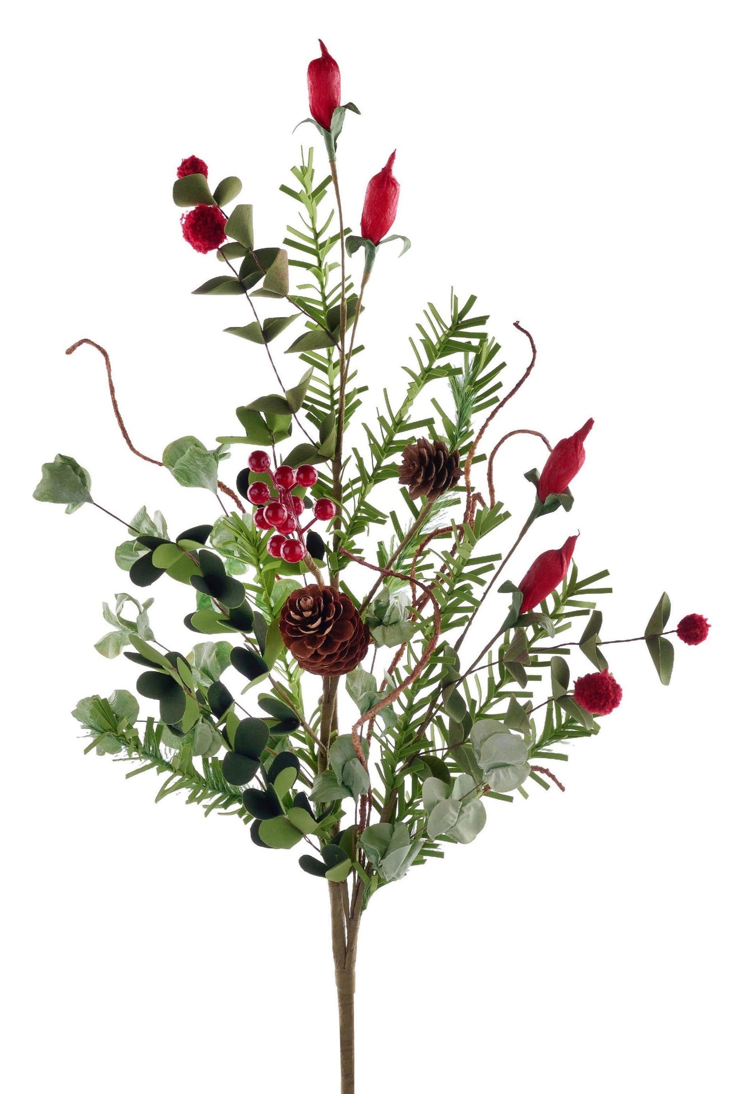 32"L PINE, BERRY AND EUCALPYTUS SPRAY - RED/GREEN/NATURAL - XX8557