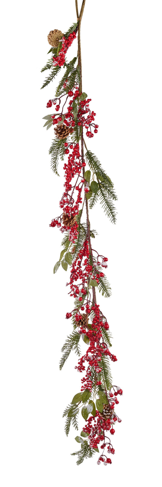 5'L BERRY AND PINE GARLAND W/SNOW - RED/GREEN/NATURAL/WHITE - XX8619