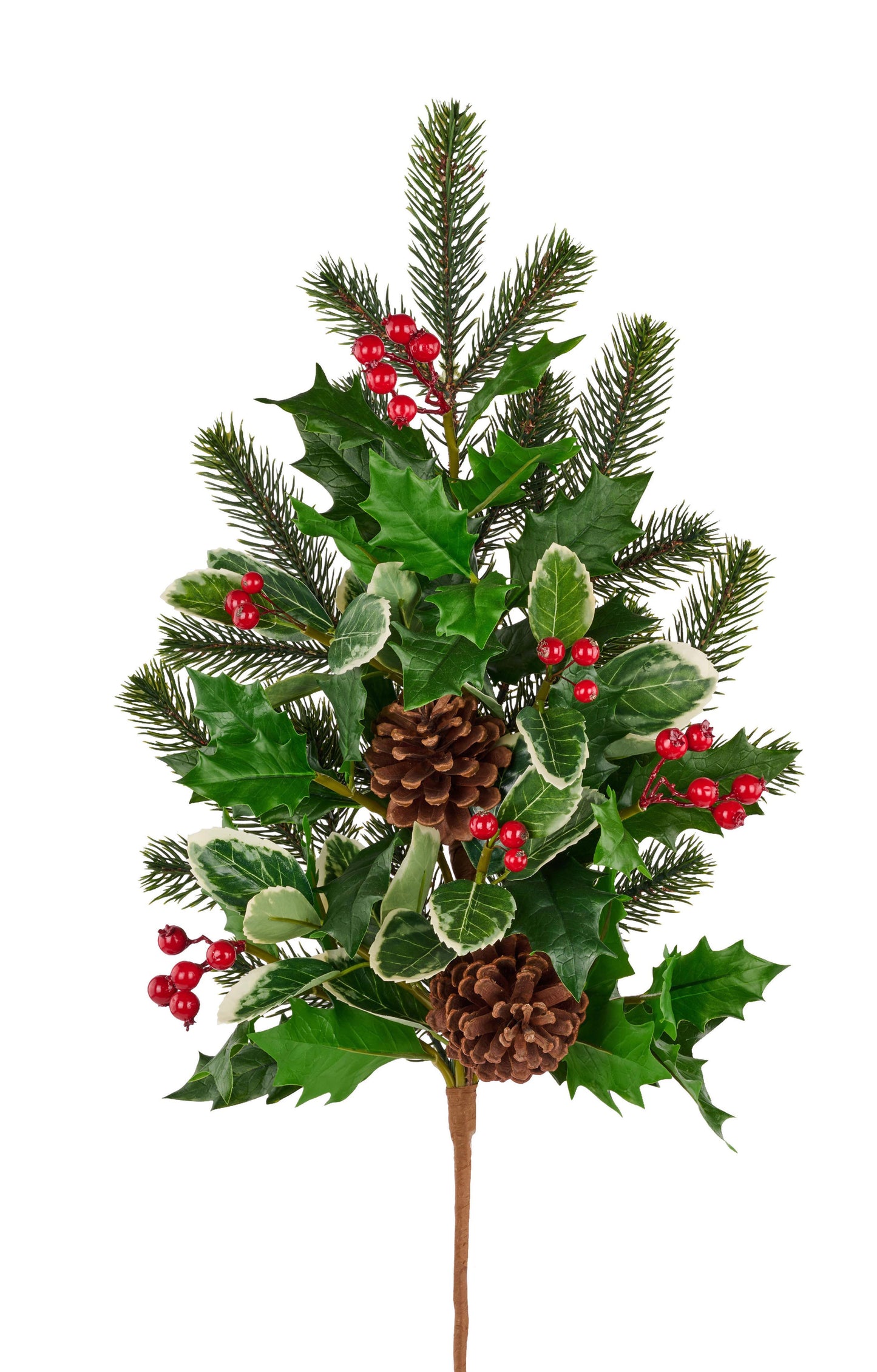 26"L PINE, PINECONE, HOLLY SPRAY - GREEN/RED - XX8664