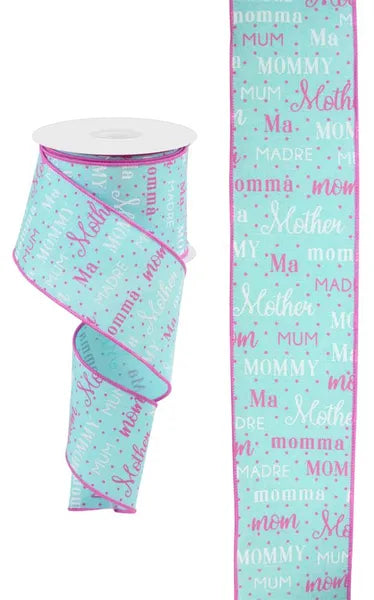 2.5" x 10yd Mom Pattern On Royal-Ice Blue/White/Pink-RGC1248RM