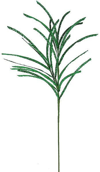 31"L GLITTERED/PAPER GRASS SPRAY- EMERALD GREEN- XS104906