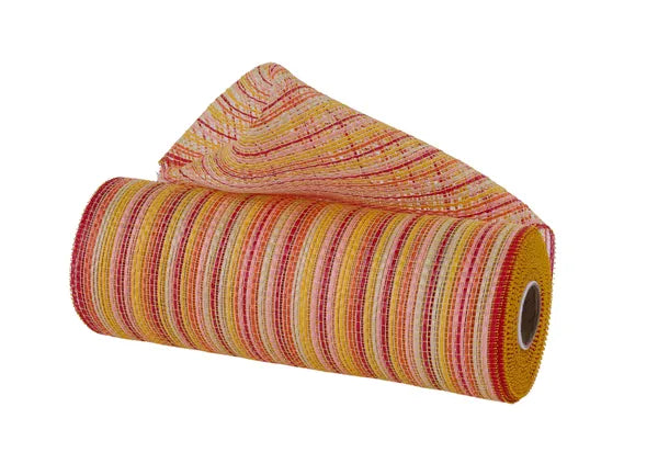 10"X10YD VERTICAL MULTICOLOR STRIPE MESH-ORG/BLSH/YLW/RED/CRM/WHT-RE13691F