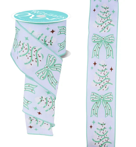 2.5" x 10yd Cake Tree/Bow-White/Chocolate/Mint-RGF1998RT