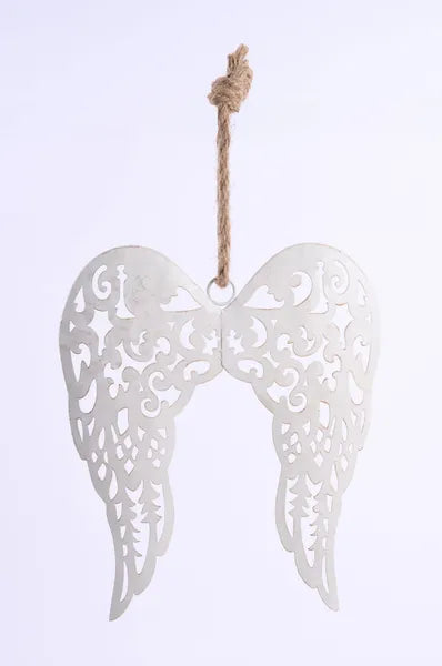 10"H x 8.25"W Angel Wing Ornament- Ivory-XJ531567