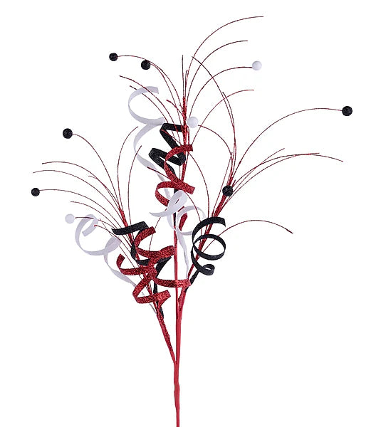 33"L GLTTR CURL/MONOFILAMENT BALL SPRAY- RED/WHITE/BLACK- XS1452E6
