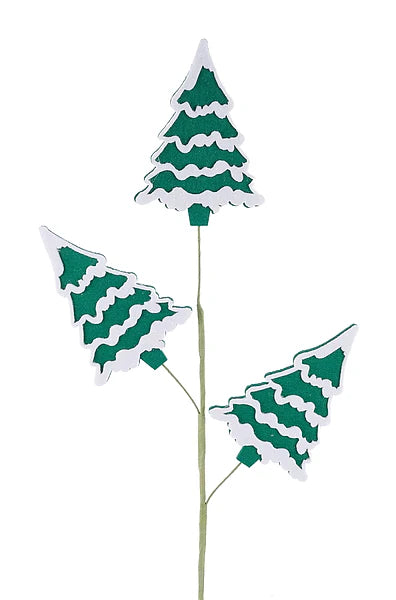 30"H GLITTER/FELT PINE TREE SPRAY- EMERALD/WHITE- XP018106