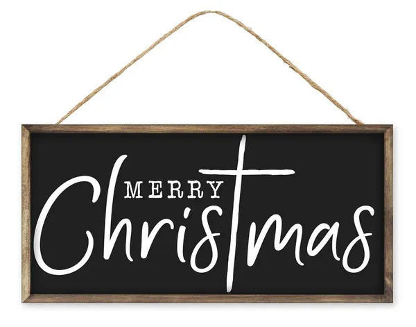 12.5"Lx6"H Merry Chris-T-Mas Sign-Black/White/Brown-AP7287