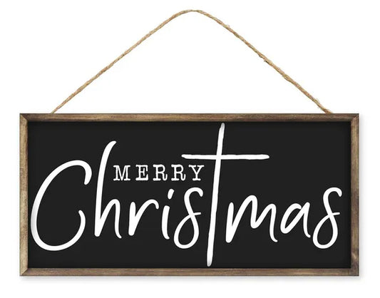 12.5"Lx6"H Merry Chris-T-Mas Sign-Black/White/Brown-AP7287