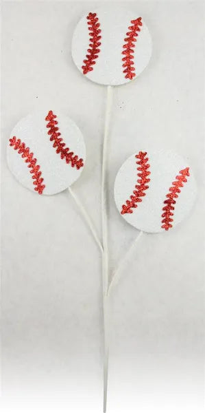 24"L Glitter Baseball Pick x 3-White/Red-MN0083