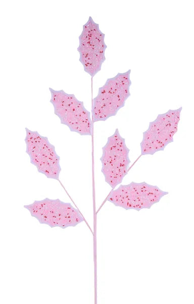 30.5"L Glttr/Sprinkles Holly Leaf Spray-Pink/Red/White-XS0962J8