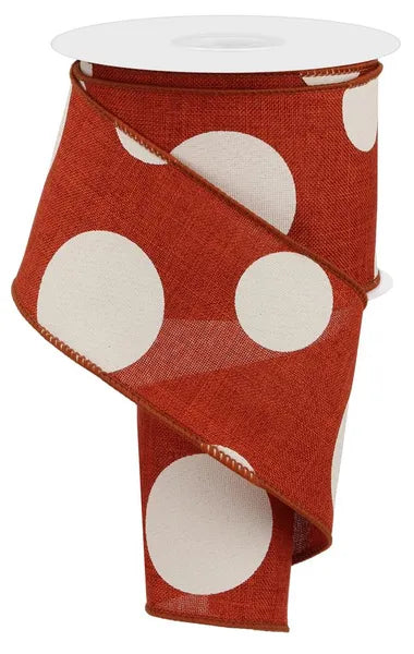 2.5" x 10yd Large Multi Dots-Rust/Ivory-RX914374