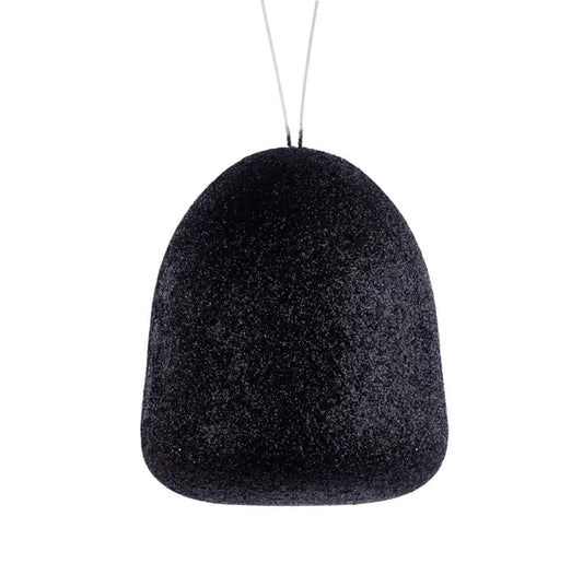 5"H x 4.25"Dia Glitter Gumdrop Ornament-Black-XJ711702