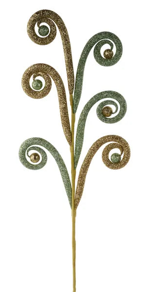 28.5"L Glttr Tubing Coil/Ball Spray-Sage Green/Gold-XS1443AR