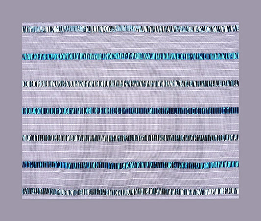 10.5"SQ FINE WEAVE XL FOIL STRIPE SHEET- 40EA/BG; WHT/LT BLUE/TURQ- RF2676EX