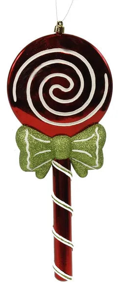 12.5"L x 5"Dia Lollipop Orn-Red/White/Lime-XY8060