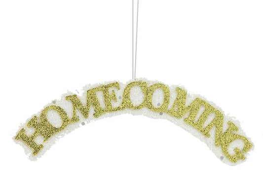 7"L x 2.5"H Glitter Word "Homecoming"-Gold/White-MD052008