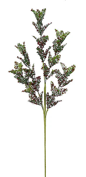 30"L GLITTERED MINI BEAD/LEAF SPRAY- RED/WHITE- XS257134