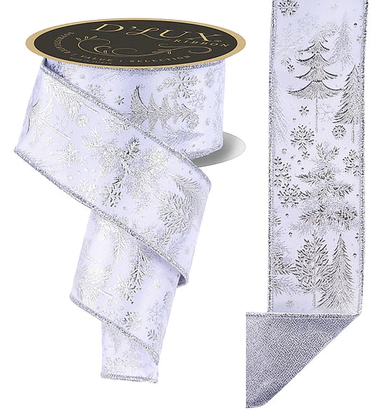 2.5"X10YD FOIL TREE/FUSED- WHITE/SILVER- LX32588Y