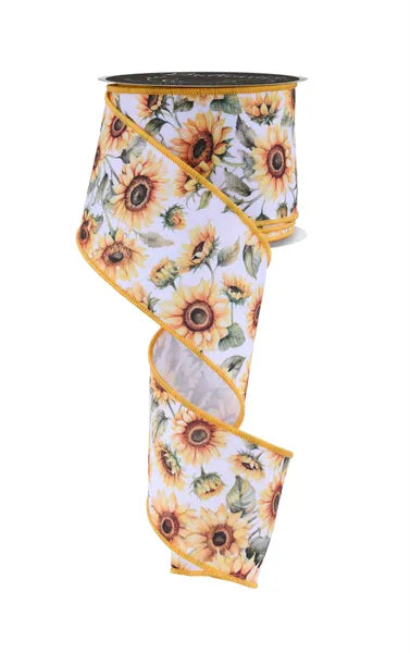 2.5"X10YD SUNFLOWERS- YELLOW/GREEN/BROWN- LS1030