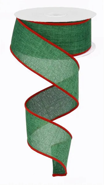 1.5" x 10yd Royal Burlap-Emerald Green/Red-RG12814N